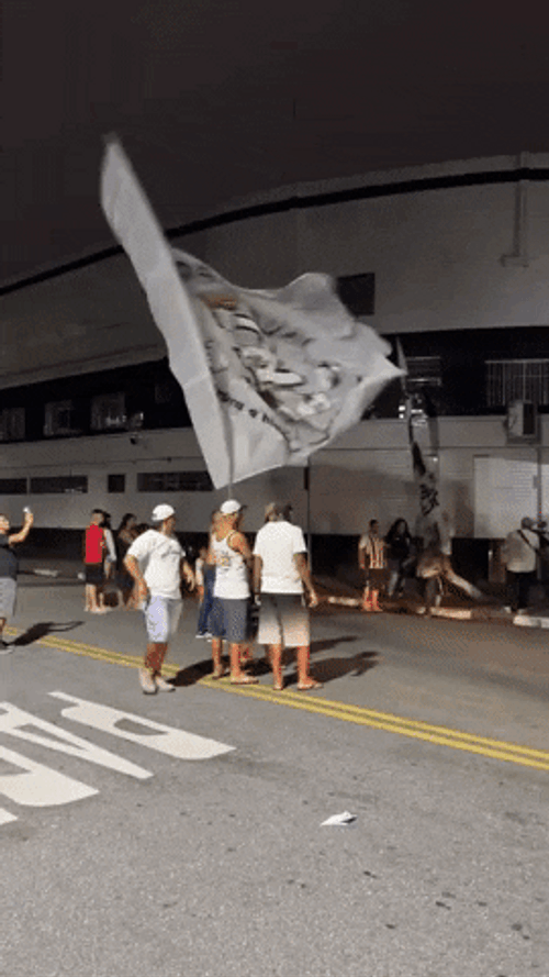 Pele Fans Unite With Flags In Hand GIF