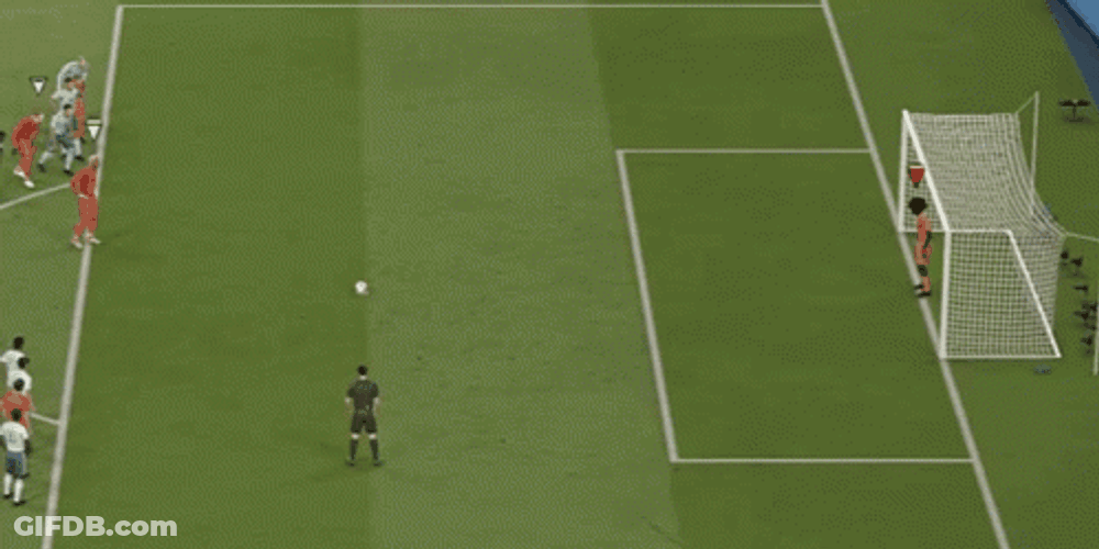 Penalty Kicks Clumsy Goal Keeper GIF