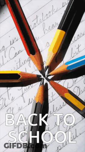 Pencils Are Arranged In A Circle With The Words Back To School Written Below Them GIF
