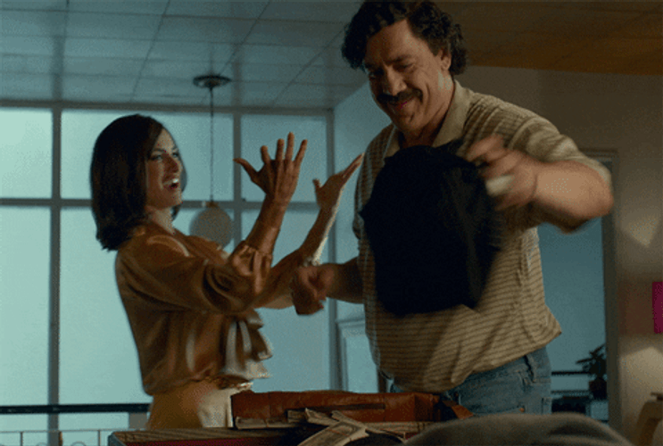 Penelope Cruz Kissing Pablo Escobar GIF