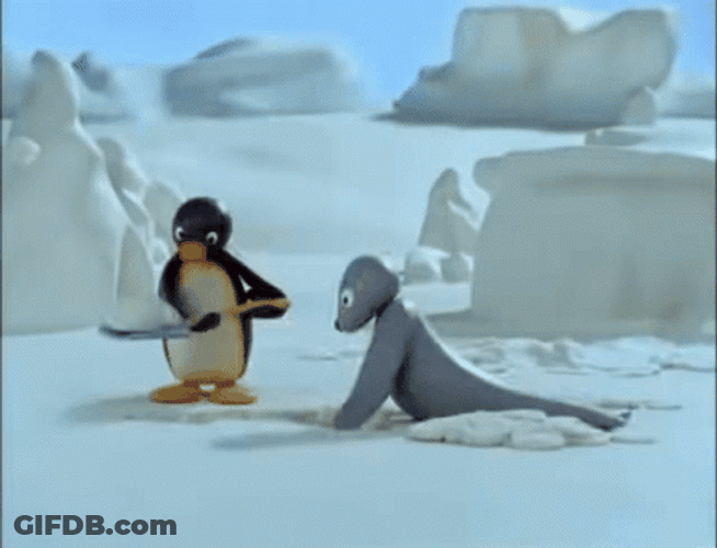 Penguin And Seal Digging GIF