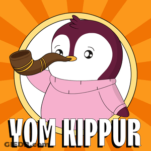 Penguin Blowing Shofar Yom Kippur GIF