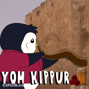 Penguin Blowing Shofar Yom Kippur GIF
