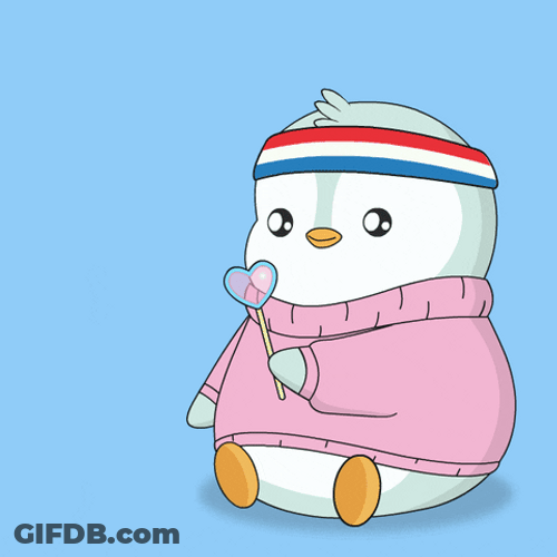 Penguin Blows Heart Bubble Mua GIF