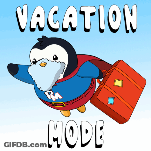 Penguin Carrying Suitcase Vacation Mode GIF