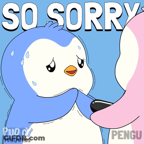 Penguin Cartoon Saying So Sorry GIF