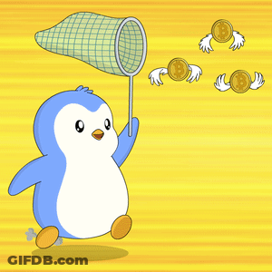 Penguin Catching Coins With Letter B GIF