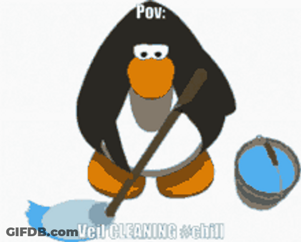 Penguin Cleaning & Chill GIF