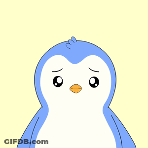 Penguin Covering Face With Hands And Sorry Above GIF