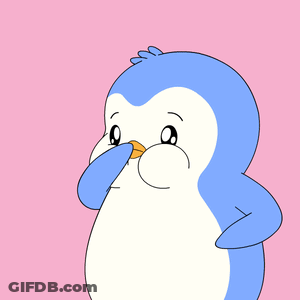Penguin Covering Nose With Beak GIF