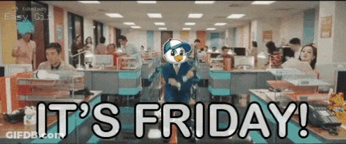 Penguin Dancing In Office Saying Its Friday GIF
