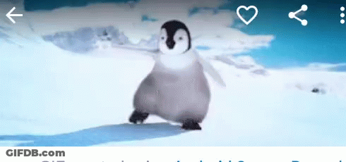 Penguin Dancing In Snow With Heart GIF