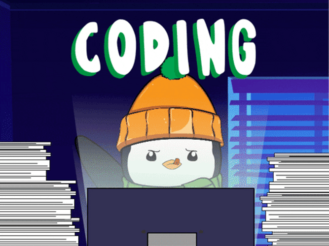 Penguin Data Coding Animation GIF