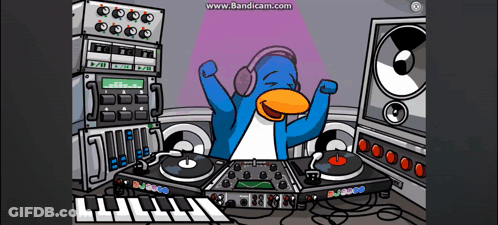 Penguin DJ Wearing Headphones GIF