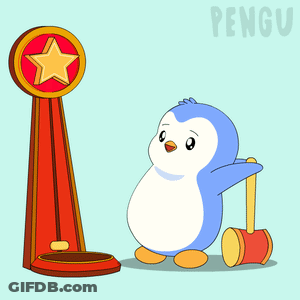 Penguin Doing Handstand In Front Of Pengu Sign GIF
