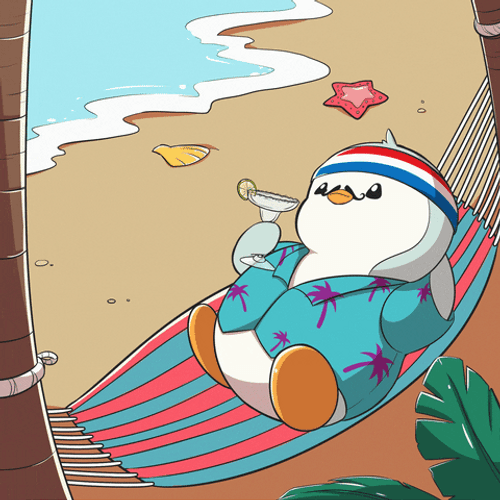 Penguin Drinking Margarita At Beach GIF