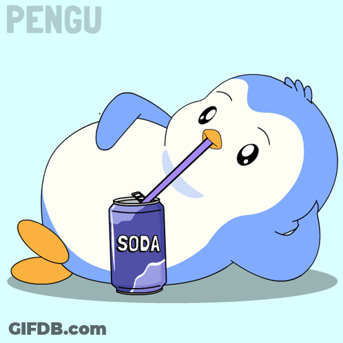 Penguin Drinking Soda Can GIF