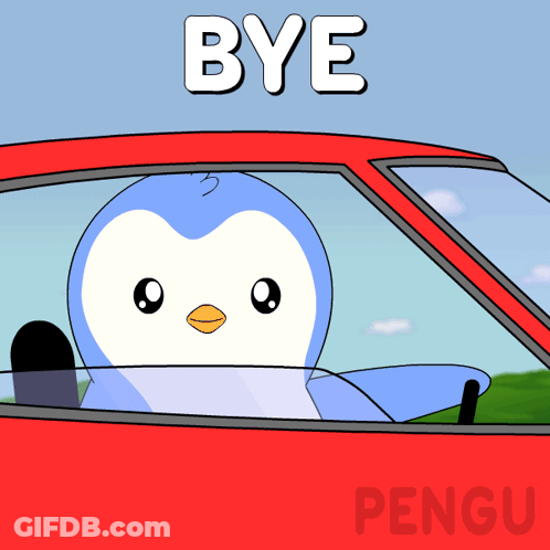Penguin Driving Car Saying Bye GIF