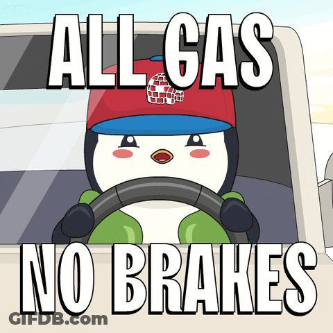 Penguin Driving Truck All Gas No Brakes GIF