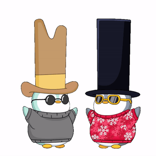 Penguin Duo Team High Five GIF