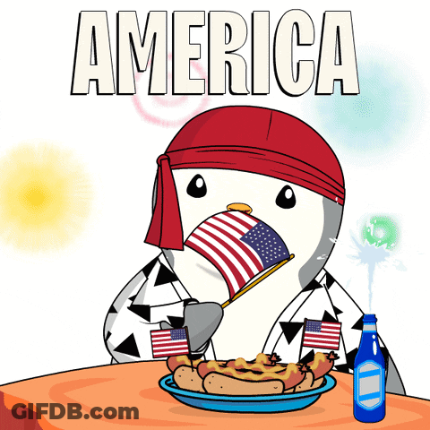 Penguin Eating Hot Dog And Drinking Beer GIF