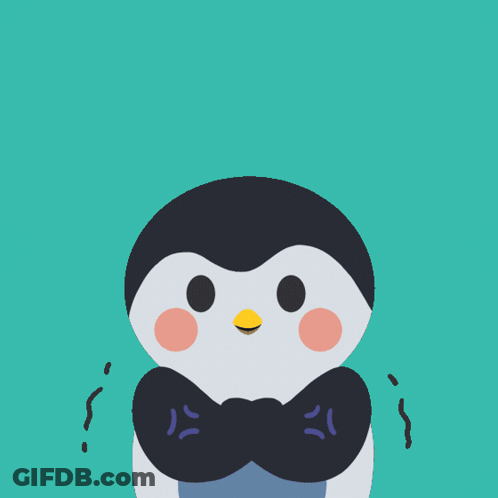 Penguin Flexing Muscles On Green Background GIF