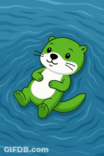 Penguin Floating On Pink Inflatable Ring GIF