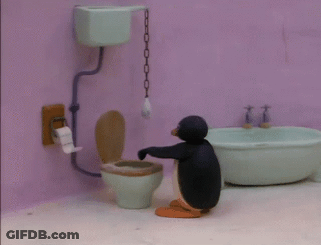 Penguin Flushing Toilet Clay Art GIF