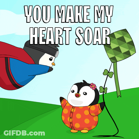 Penguin Flying Kite You Make My Heart Soar GIF