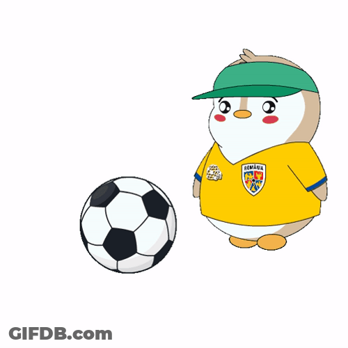 Penguin Football Time Kick GIF