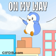 Penguin Hanging From Rope On My Way GIF