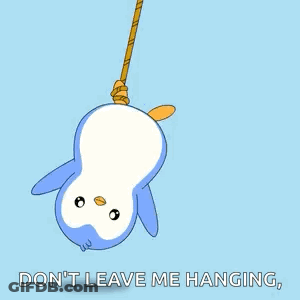 Penguin Hanging Upside Down Don't Leave Me Hanging GIF