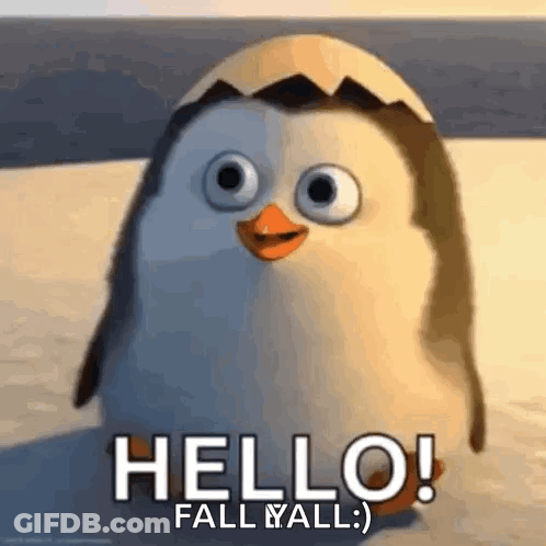 Penguin Hatching Saying Hello Fall Y'all GIF