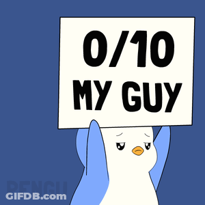 Penguin Holding 0/10 Sign GIF