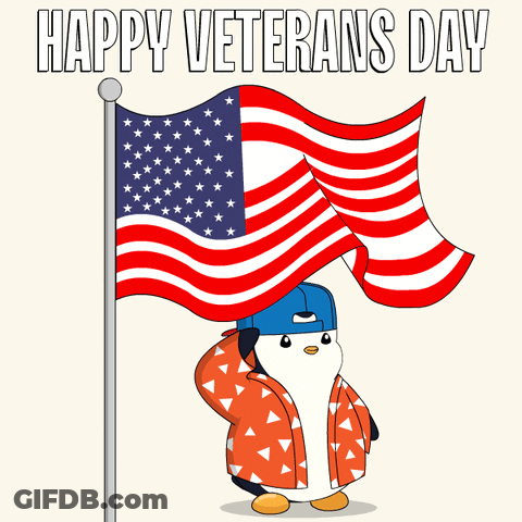 Penguin Holding American Flag Happy Veterans Day GIF