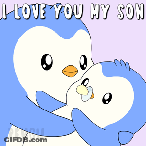 Penguin Holding Baby Saying I Love You My Son GIF
