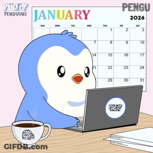 Penguin Holding Back To Work Sign GIF