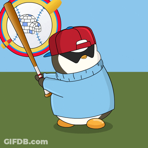 Penguin Holding Baseball Bat GIF