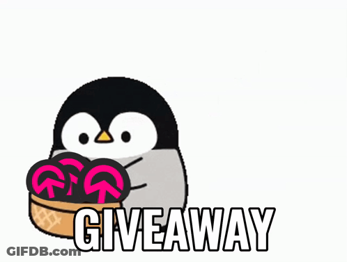 Penguin Holding Basket Of Lollipops Saying Giveaway GIF