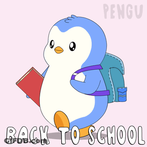 Penguin Holding Book And Backpack Back To School GIF