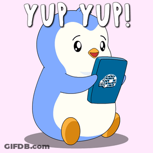 Penguin Holding Book Saying Yup Yup GIF
