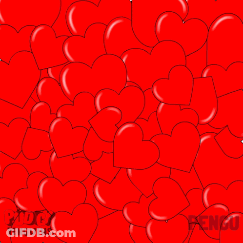 Penguin Holding Bouquet Of Roses Surrounded By Red Hearts GIF