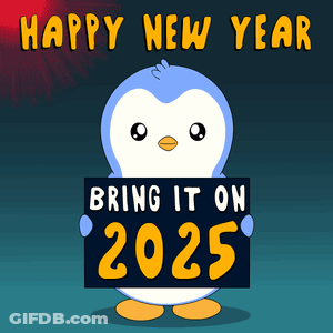Penguin Holding Bring It On 2025 Sign GIF