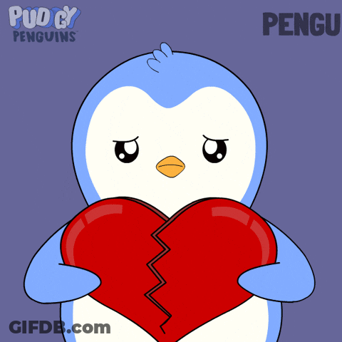 Penguin Holding Broken Heart With Name Pengu GIF