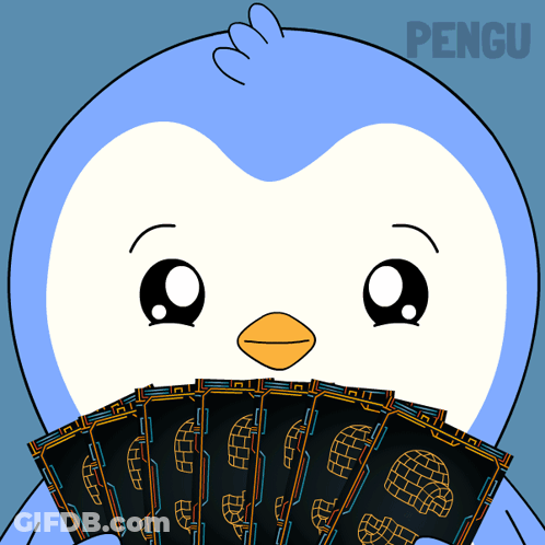 Penguin Holding Cards Pengu GIF