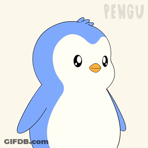 Penguin Holding Caution Sign GIF