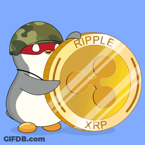 Penguin Holding Coin Saying Ripple XRP GIF