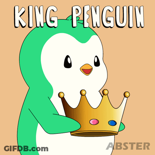 Penguin Holding Crown Saying King Penguin GIF