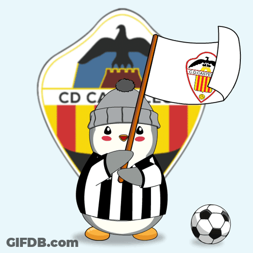 Penguin Holding Flag In Front Of Crest CD CA GIF
