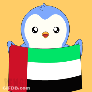 Penguin Holding Flag Saying Penguin GIF